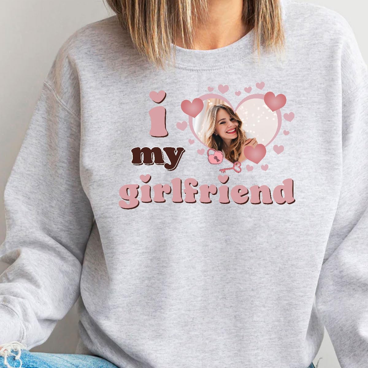 Personalized I Love My Girlfriend Custom Photo Shirt I Love My Boyfriend Gifts for Men, Women Valentine, Birthday Shirt Gift