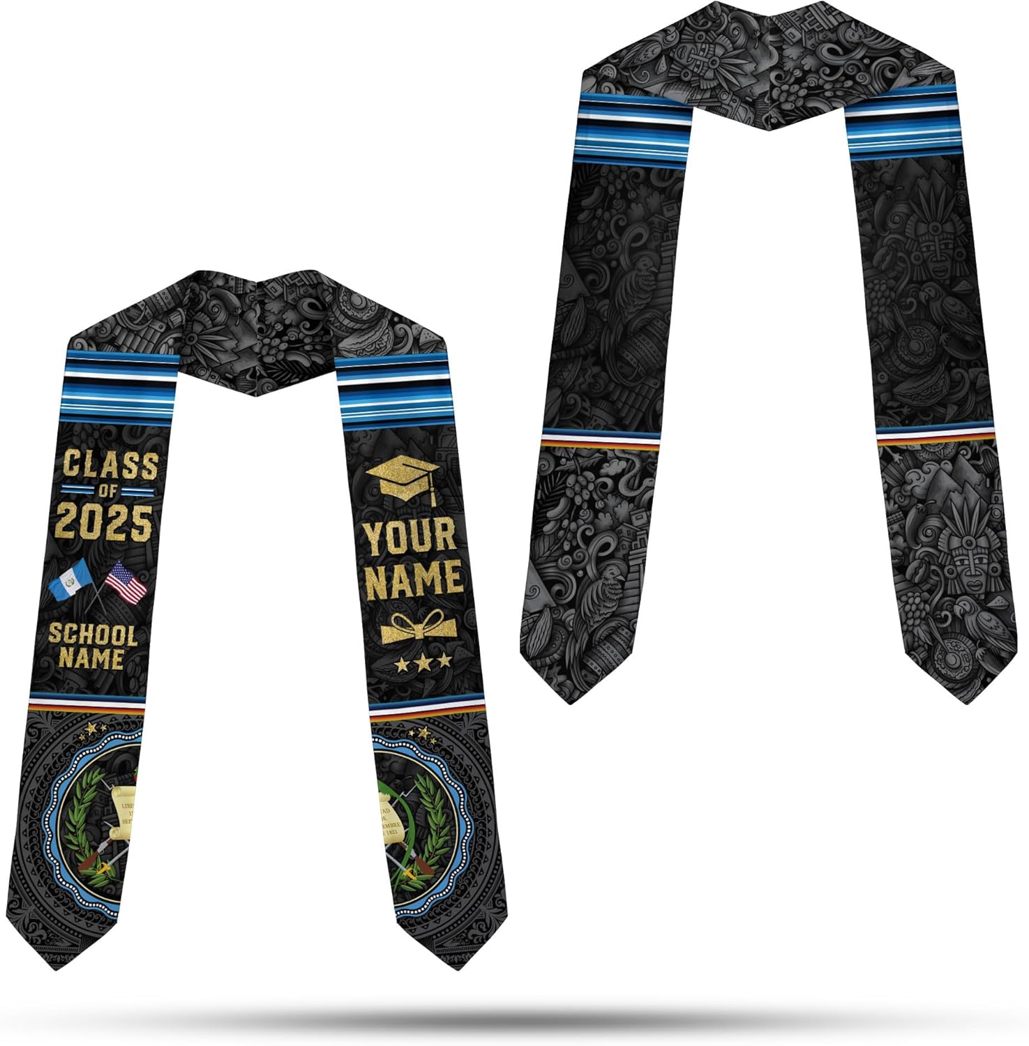 Pretyprints Custom Guatemalan Graduation Sash Custom Guatemalan American Flag Graduation Sash 2025 Guatemala Graduation Stole