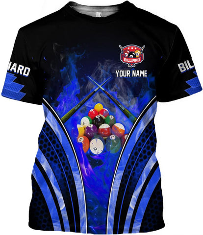 Personalized Billiard 3D Shirts, Custom Team Name Player Billiard T-Shirt Hoodies, Billiards Shirt 8 Ball for Men Women