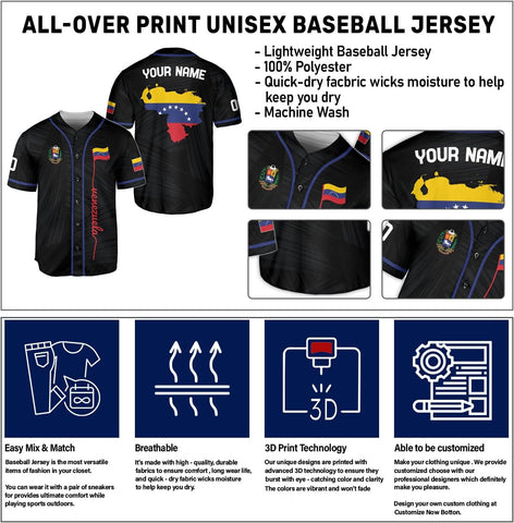 Custom Venezuela Jerseys for Men Venezuela Flag T-Shirt Venezuela Coat of Arms Shirt Venezuelan Pride Venezuela Flag Jerseys