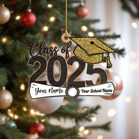Personalized Graduation Wood Ornaments Class of 2025, Graduation Ornament Gifts for High School Seniors, Graduation Christmas Ornament 2025