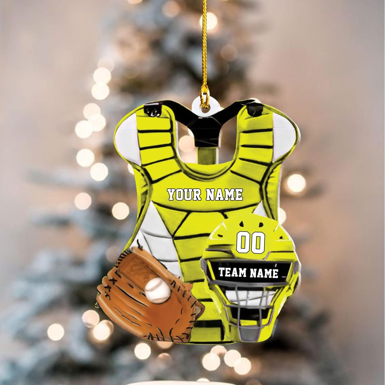 Artparel Personalized Softball Ornament Christmas Tree Decoration Custom Softball Christmas Ornament 2D Shape Flat Softball Lover Gifts Beginner Softball Players Ornament Gift (Softball 3)