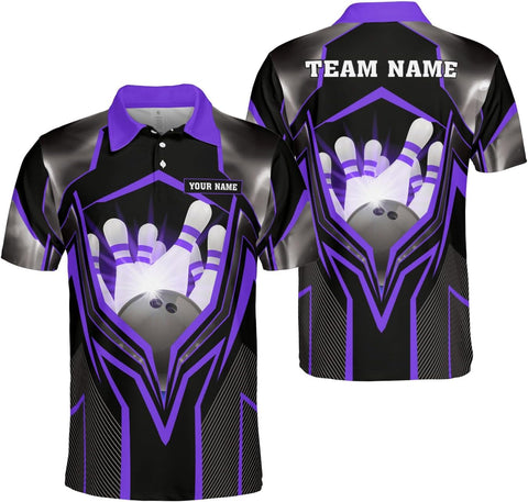 Ligthuy Personalized Name Bowling Polo Shirts 3D for Men and Women, Bowling Shirt, Bowling Shirts for Men Team Bowling Shirt