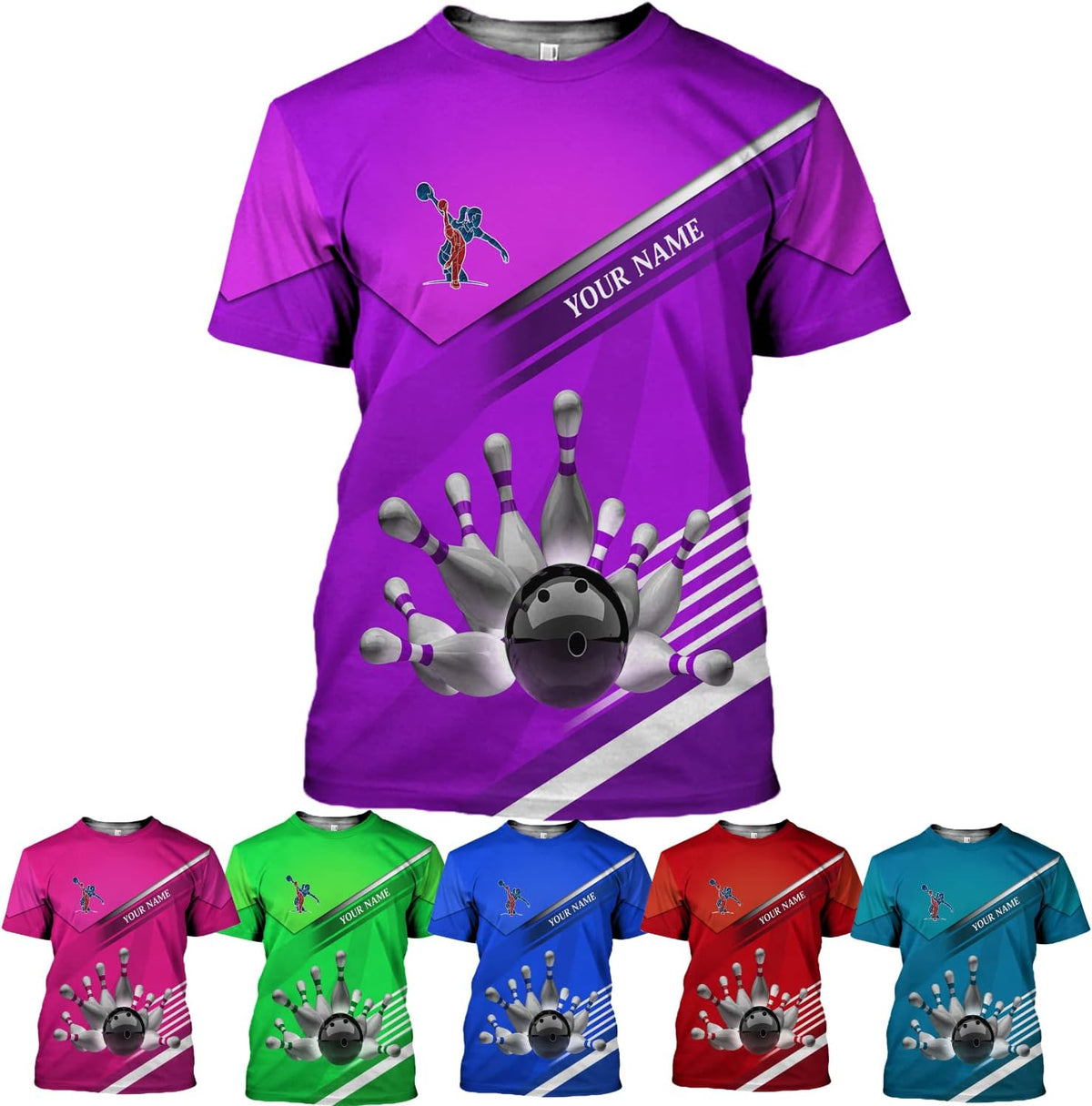 Personalized Name Bowling Shirts for Women 3D, Bowling Shirts with Name, Custom Bowling Shirts Gift for Bowling Lover