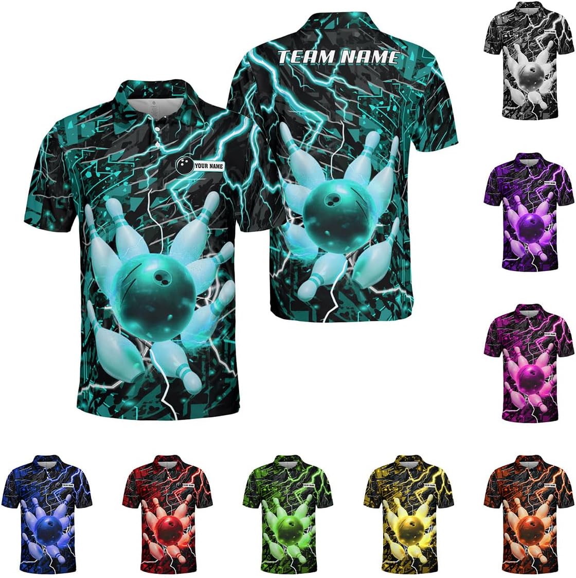 Ligthuy Personalized Name Bowling Polo Shirts 3D for Men and Women, Bowling Shirt, Bowling Shirts for Men Team Bowling Shirt