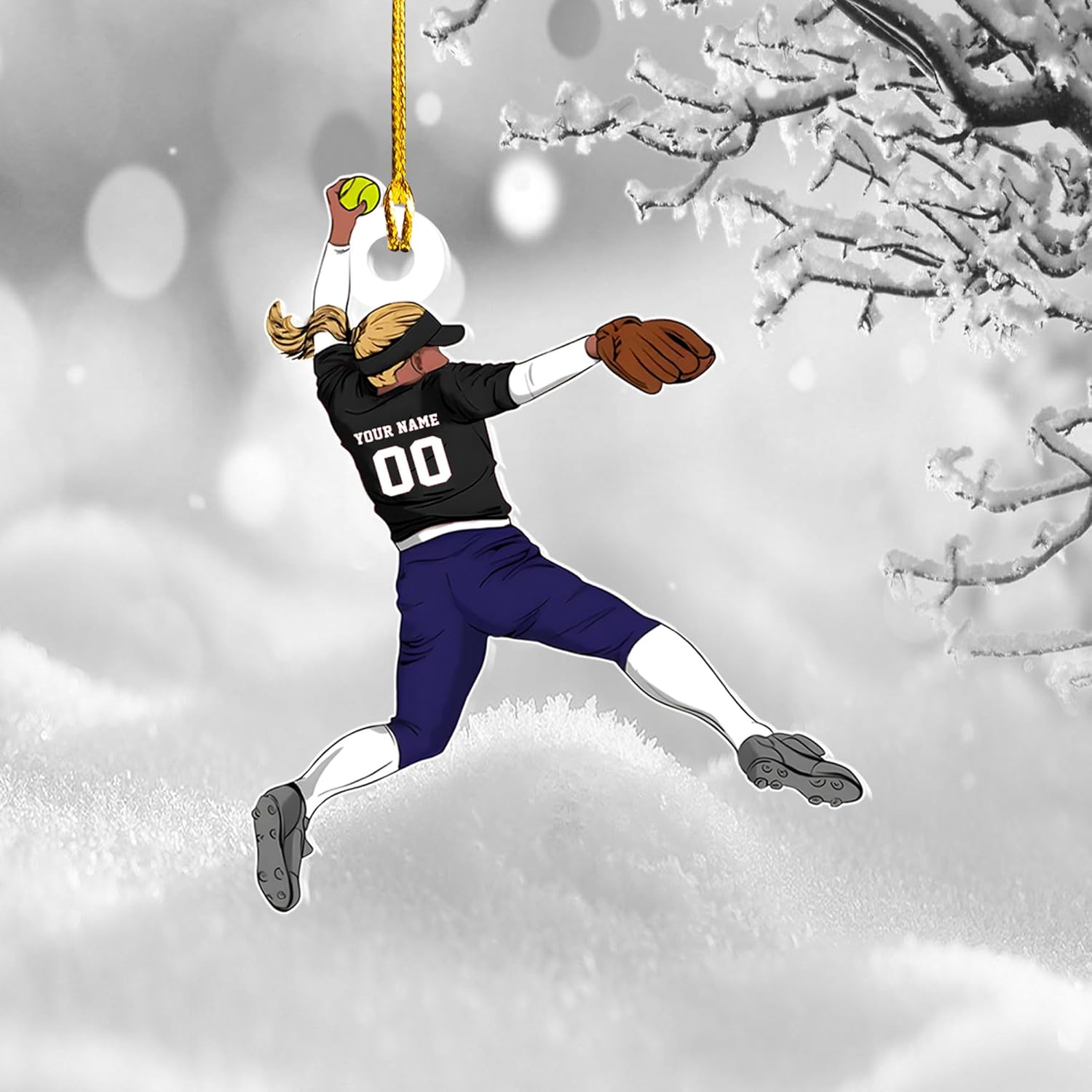 TinoShop Personalized Softball Acrylic Ornament Custom Name & Number Ornaments 2024 for Girl Coach Softball, Softball Gloves Ornament Custom, Softbal Ornament, Softball Ornament Softball Lover (ON467)