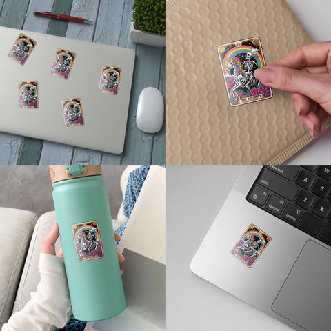 3 Pcs The Audacity Sticker, Skeleton Sticker, Tarot Sticker, Mystery Sticker Flower Sticker Floral Mysterious Bookish Tarot Card Sticker for Laptop Phone Water Bottle Cars Phone Case Laptop 3"x3"