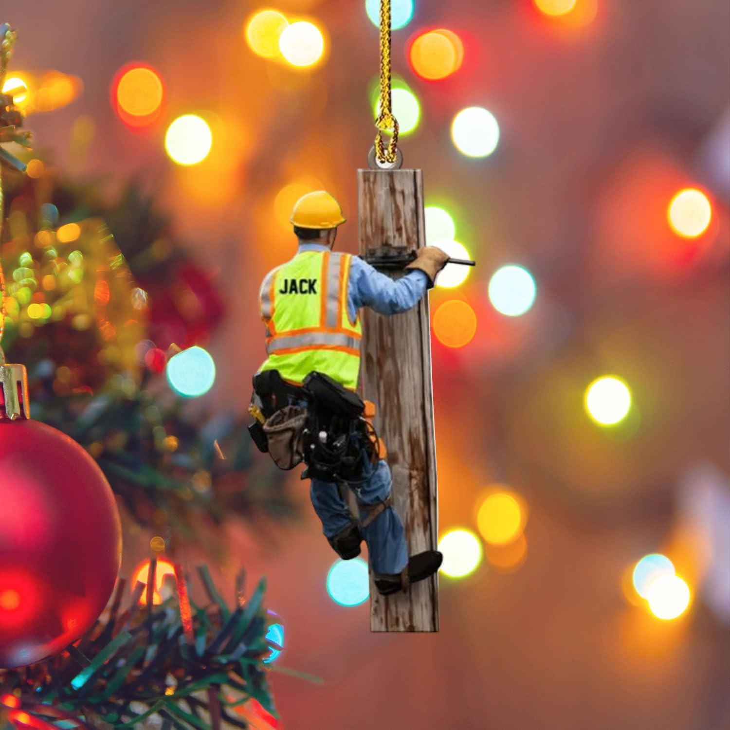 HomeDesign Personalized Lineman Ornament Custom Lineman Ornaments Line Man Christmas Ornaments Gifts for Lineman Ornament Lineman Christmas Hanging Ornament Lineman Gift (Style 7)