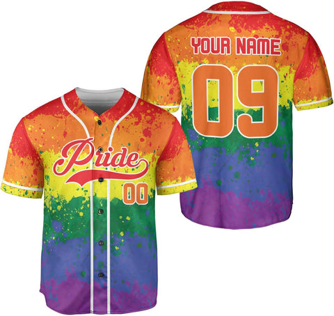 AOVL LGBT Pride Baseball Jersey Custom Rainbow Custom Shirt Month Love is Love Equality Gay Clothing Flag Jersey Team Name