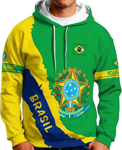 Mostprints Personalized Name Brazil Shirt 3D, Brasil Shirt Flag Custom Name Brazilian Shirt for Men and Women Unisex S-5XL