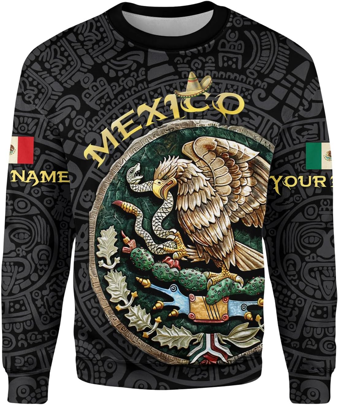 HomeDesign Custom Mexico Shirts Personalized Name Mexican 3D Flag Shirt for Men Women Aztec Unisex US Eagle Pride Camisas