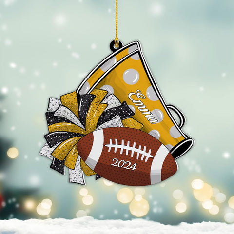 MAPrints Personalized Cheerleader Christmas Ornament 2024, Cheerleading Stuff Ornament, Cheer Captain Ornament, Cheer Girl Dancer Cheerleading with Real Red Pompom Ornament for Xmas Tree (Cheer 5)