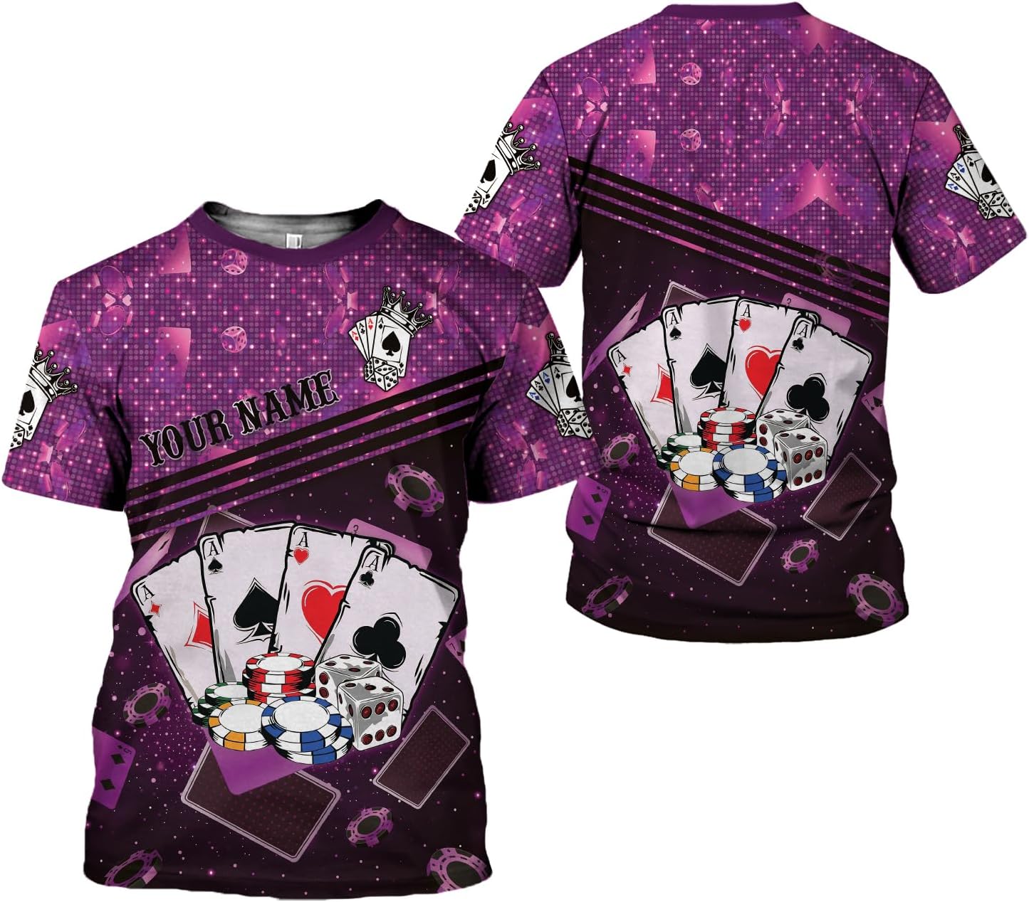 Personalized Poker Shirt, Poker Player Shirt, Funny Casino Poker Pattern 3D Over Print, Unisex Poker Tshirt Men Women