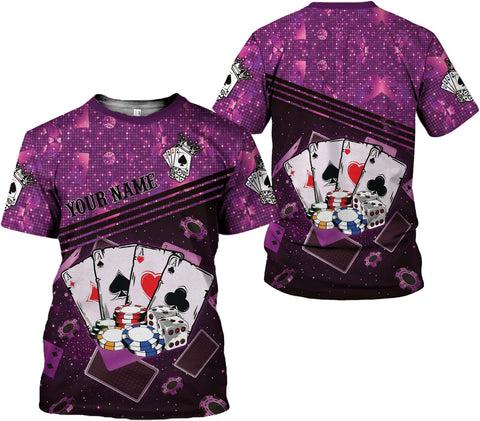 Personalized Poker Shirt, Poker Player Shirt, Funny Casino Poker Pattern 3D Over Print, Unisex Poker Tshirt Men Women