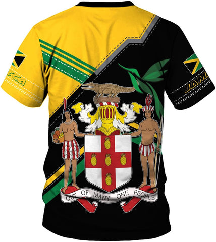 Ligthuy Personalized Jamaica Shirt 3D, Custom Jamaica Flag Lion Shirt for Men and Women, Jamaican Pride T-Shirt Unisex
