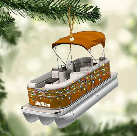 Personalized Pontoon Boat Christmas Ornament, Pontoon Car Ornament, Gift for Bowriders, Wake Boats,Pontoon Lover Gift (Pontoon 7)