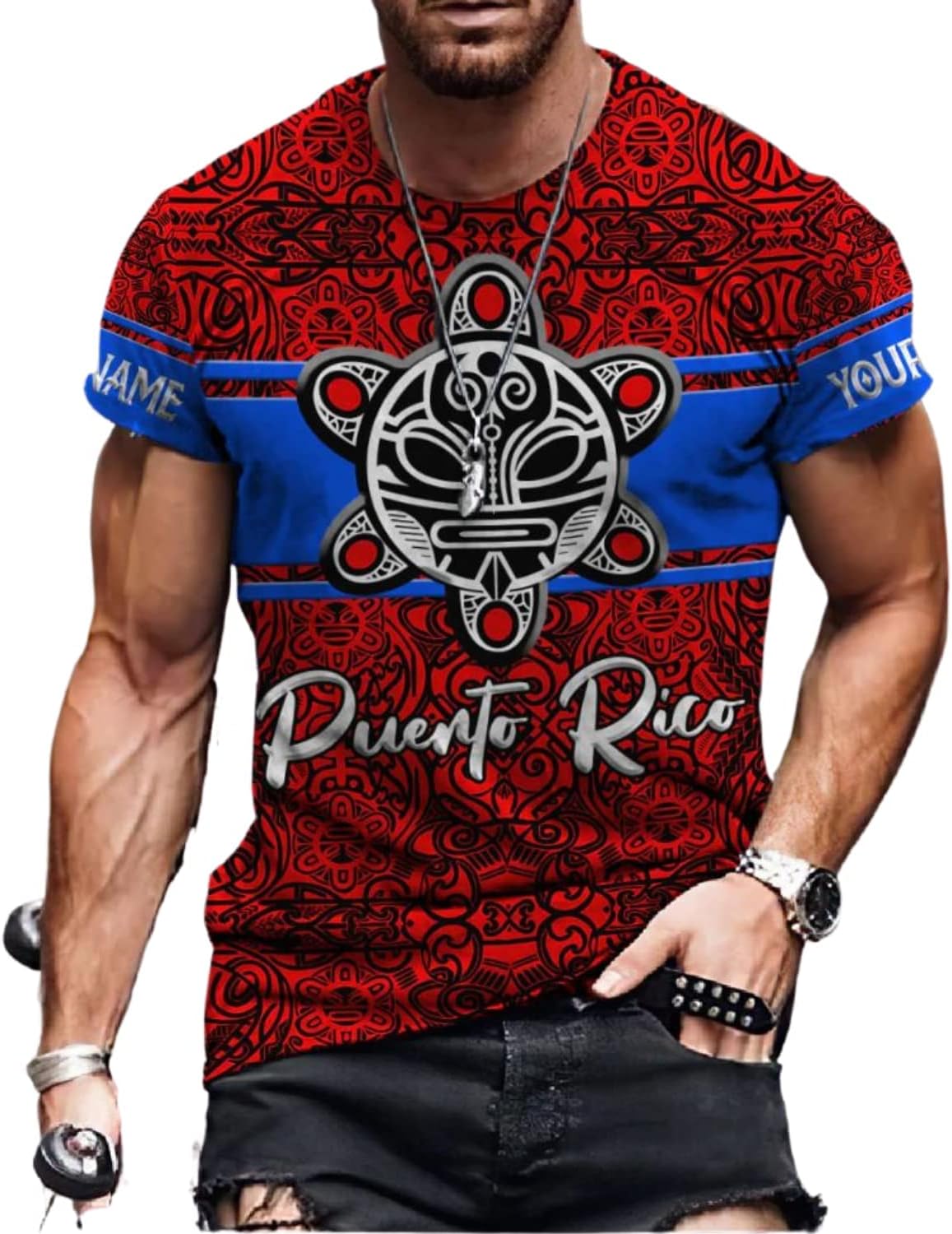 Personalized Name Puerto Rico Shirt and Short, Customized Name Combo Puerto Rico Shirt and Short for Men and Women4