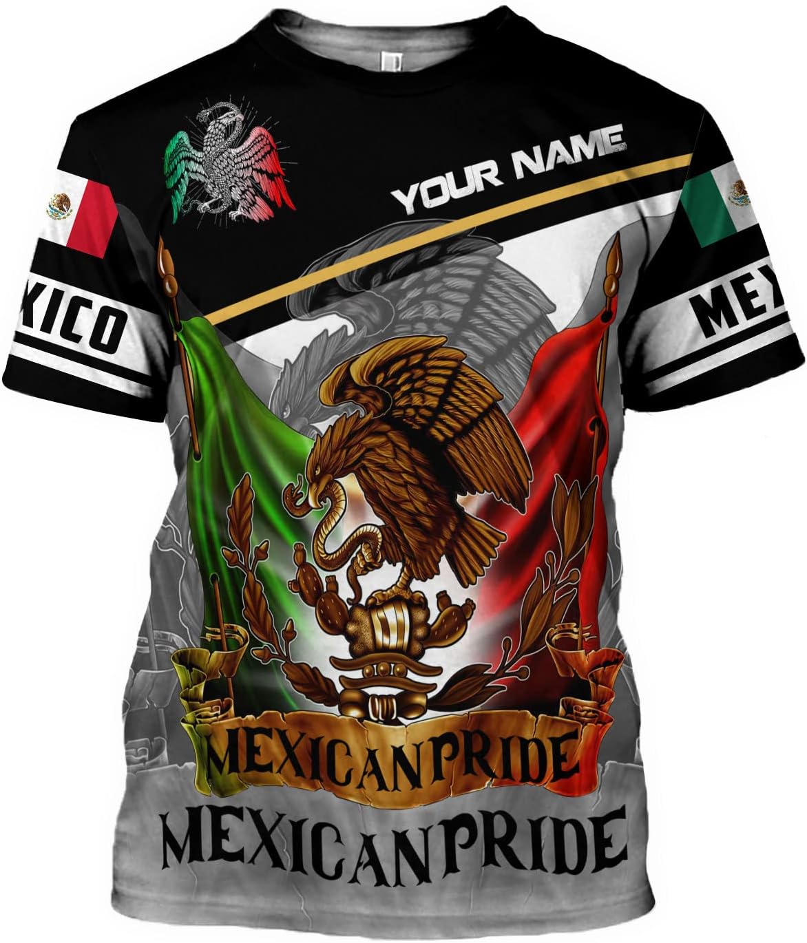 Personalized Name Mexican Shirts for Men 3D Customized Mexico Shirts for Men, Mexico Shirts for Women Mexico Shirt (US, Alpha, Small, Regular, Regular, Multi 5)