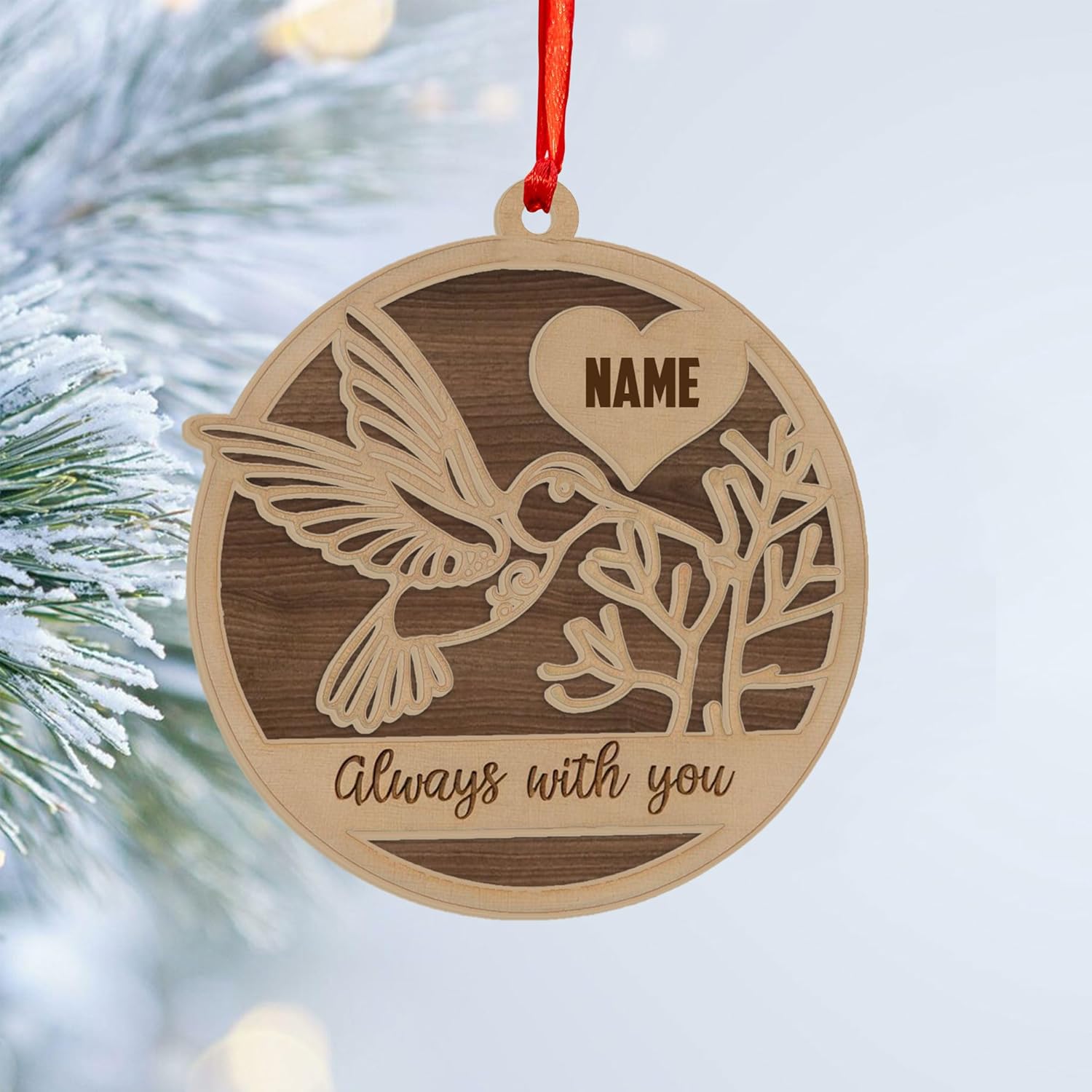 Personalized Hummingbird Ornaments for Christmas Tree 2024, Hummingbird Christmas 2024 Ornament, Bird Suncatcher Wood 2 Layers Ornament, Gifts for Bird Lovers (NBird 6)