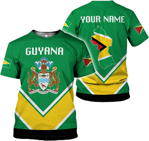 Artparel Personalized Guyana 3D Guyana Flag Shirt - Unisex Adults - Green - Short Sleeves - 5X-Small-Large