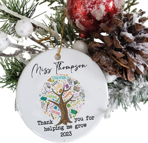 MAPrints Teacher Ceramic Ornaments Christmas 2024, Teacher Appreciation Gifts for Women, Teacher Ceramic 2D Flat Ornaments, Thank You Appreciation Ornaments, Keepsake Gifts for Teacher (TC 8)