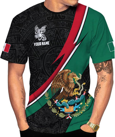 Mostprints Personalized Name Mexican Shirts for Men 3D Customized Mexico Shirts for Men Mexico Shirts for Women Mexico Shirt