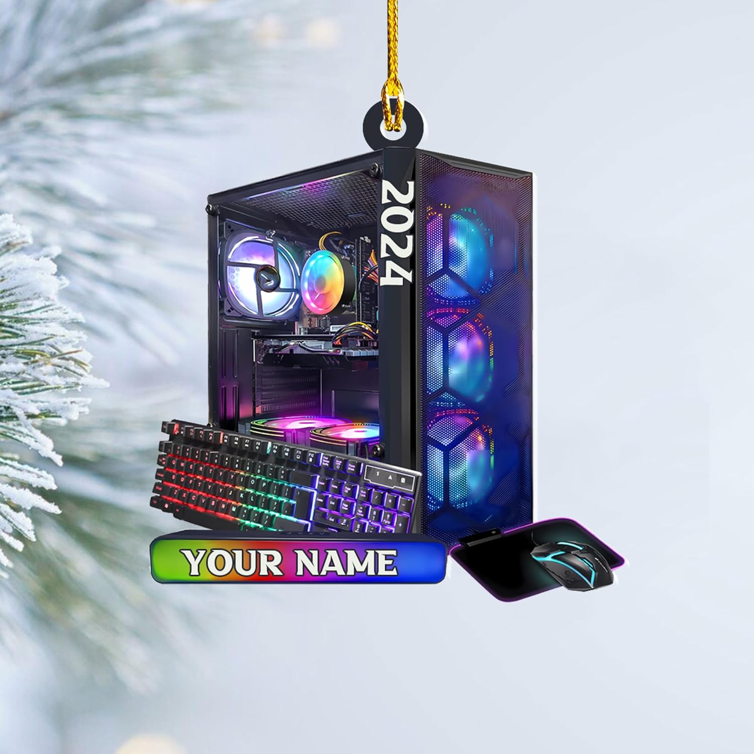 Ligthuy Personalized Gaming Ornaments for Christmas Tree, Computer Gaming Christmas Ornaments, Chair Gaming Chrismas Ornament for Gamer, Game Lover, Chair Gaming Xmas Decor (GM3)