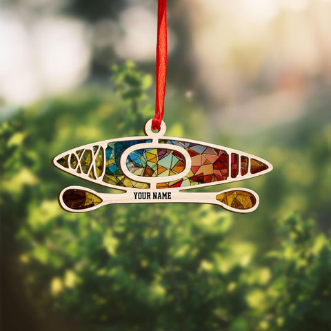 AOVL Personalized Kayak Ornament Lake Kayaking Board Ornament Kayak Gift for Christmas Tree Kayaking Christmas Ornament Kayaking Gifts Ornaments (Kayak 8)
