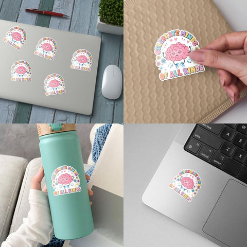3Pcs Celebrate Minds of All Kinds Sticker Inclusion Neurodiversity Gifts Celebrate Mind Disability Awareness Stickers Embrace ADHD Autism Acceptance Decal for Laptop Bottle Phone Car Hard Hat 3"