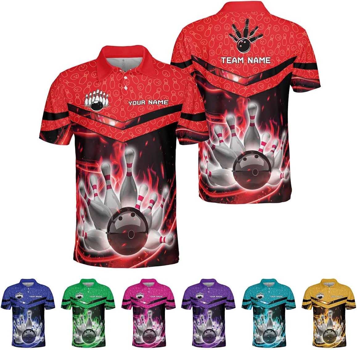 Mostprints Personalized Name Bowling Polo Shirts 3D for Men and Women, Bowling shirt, Bowling Shirts for Men Team Bowling Shirt