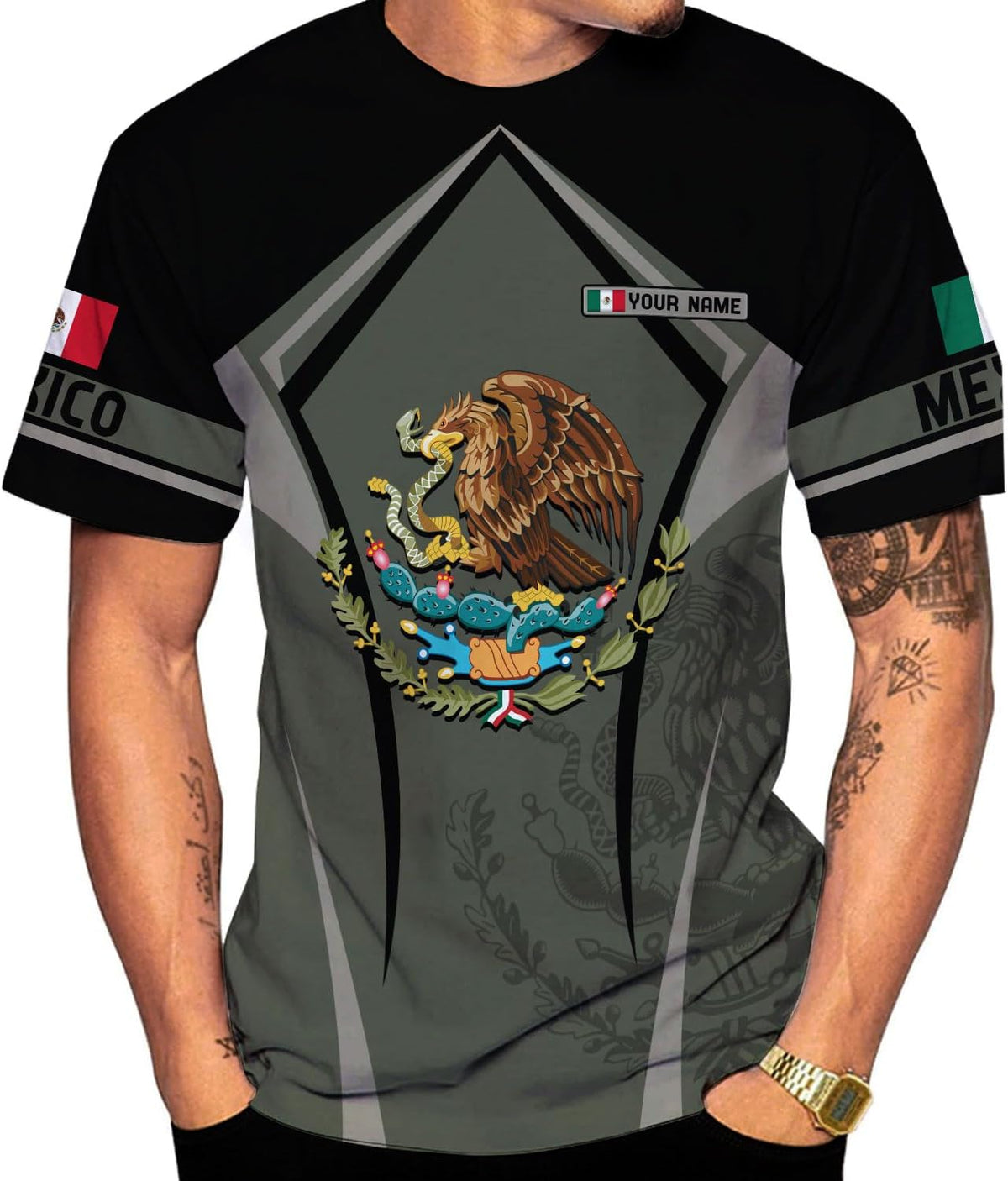 Mostprints Personalized Name Mexican Shirts for Men 3D Customized Mexico Shirts for Men Mexico Shirts for Women Mexico Shirt