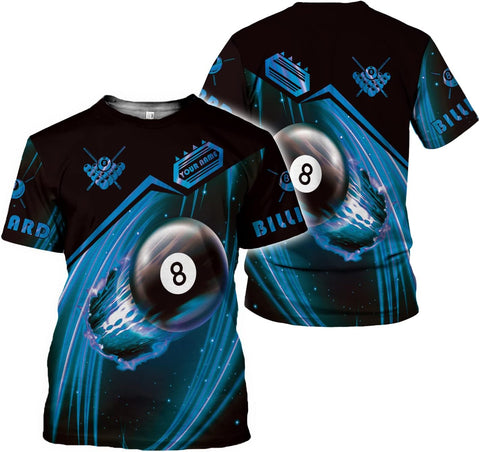 AOVL Personalized Billiard Shirts 3D Billiard Shirt Custom Billiard Flag Shirt Men's Pool Billiards Shirt 8 Ball Men Women