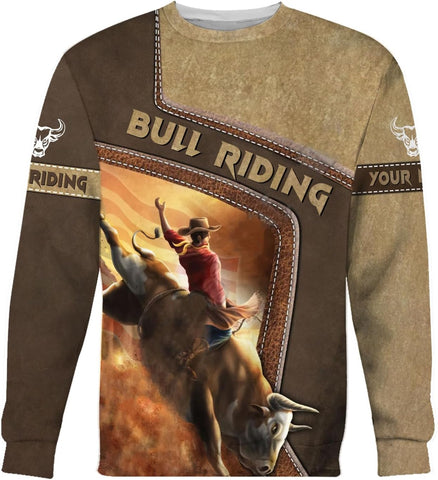 Mostprints Personalized Name Bull Riding Shirt 3D, Rodeo Shirts Bull Biding Shirts for Men and Women, Bull Rider Shirt Gift