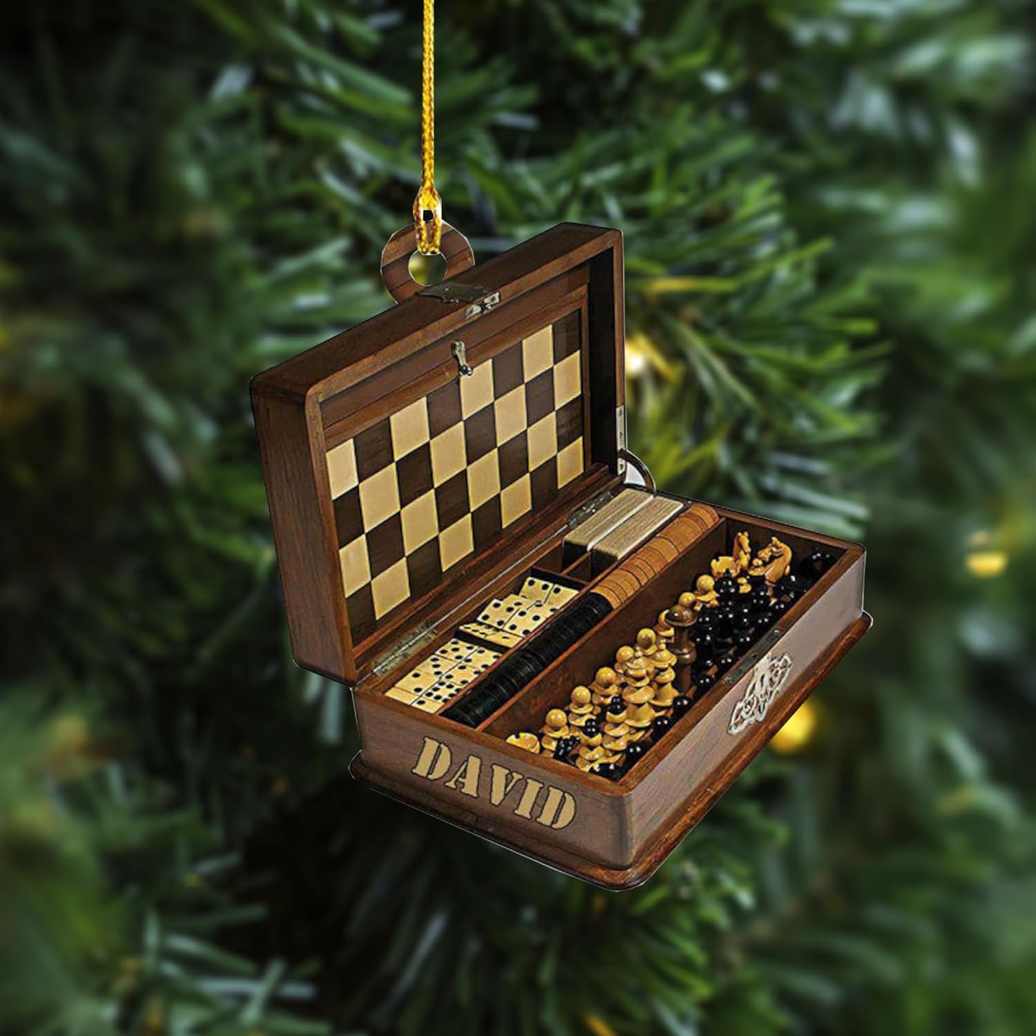 AOVL Personalized Chess Christmas Ornament Custom Chess Lover Ornament Chess Board Gift King and Queen Chess Ornament for Chess Fan Chess Christmas Tree Ornament Xmas 2023 (Chess 3)
