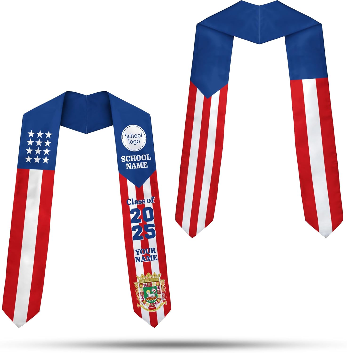Personalized Puerto Rican Graduation Stole, Puerto Rican Graduation Sash 2025, Puerto Rico Graduation Sash