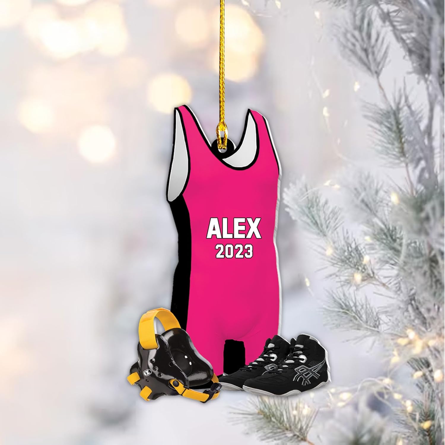 Artparel Personalized Wrestling Ornament Wrestling Helmet Ornaments Wrestling Christmas Ornament Gift for Wrestling Player Wrestling Christmas Tree Ornaments for Boys or Girls (Wrestling 5)