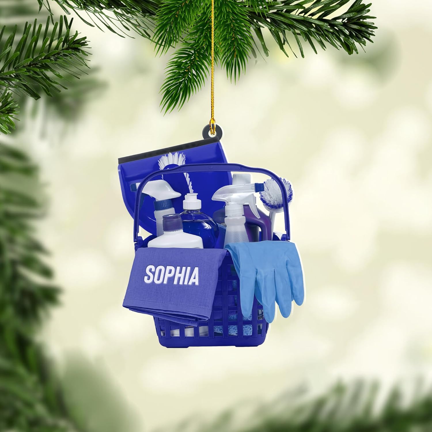 Personalized Housekeeping Ornament, Cleaning Tools Ornaments, Washing Cleaner Ornament Cleaning Lady Christmas Ornament Gifts for Cleaning Service Housekeeping Uniform Gift for Housekeeper (Hk23)