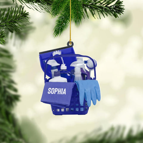 Personalized Housekeeping Ornament, Cleaning Tools Ornaments, Washing Cleaner Ornament Cleaning Lady Christmas Ornament Gifts for Cleaning Service Housekeeping Uniform Gift for Housekeeper (Hk23)