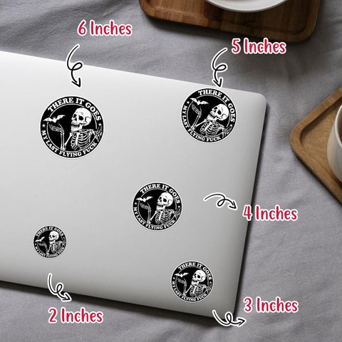 3Pcs There it Goes My Last Flying Fuck Sticker, F*ck Sticker, Funny Meme Skeleton Stickers, There It Goes My Last Flying Fu*k Decal, Skull Sticker- Sticker for Laptop Water Bottle Phone Hard Hat 3"