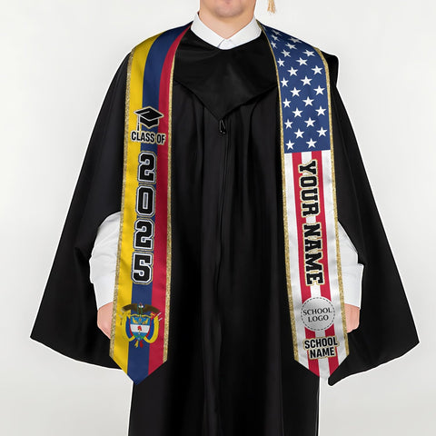 Pretyprints Colombians Graduation Sash, Custom Colombians American Flag Graduation Sash 2025, Colombia Graduation Stole