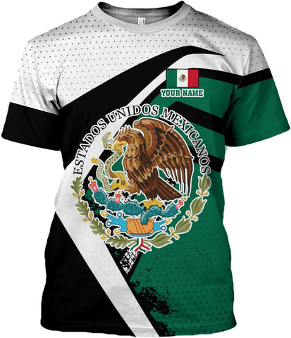 Mostprints Personalized Name Mexican Shirts for Men 3D Customized Mexico Shirts for Men Mexico Shirts for Women Mexico Shirt