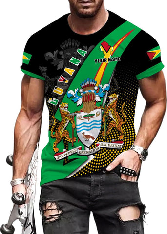 Rivelus Personalized Name 3D Shirt, Guyana Tshirt for Men Women, Guyanese Flag Pride Shirts, Guyana Gift S-5XL