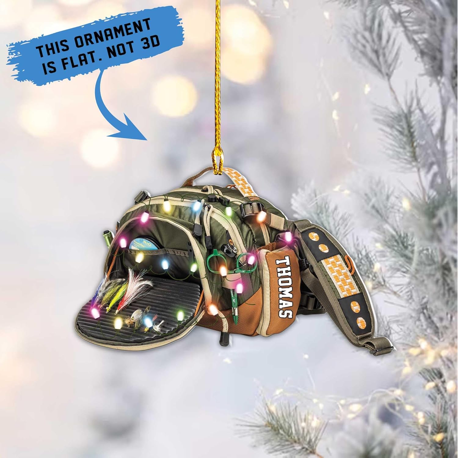 mostprints Personalized Fishing Ornament Custom Fishing Christmas Ornaments Fishing Vest Christmas Ornaments Gifts for Fishing Lovers Ornament Christmas Hanging Ornament Fisherman Gift (Fishing 3)