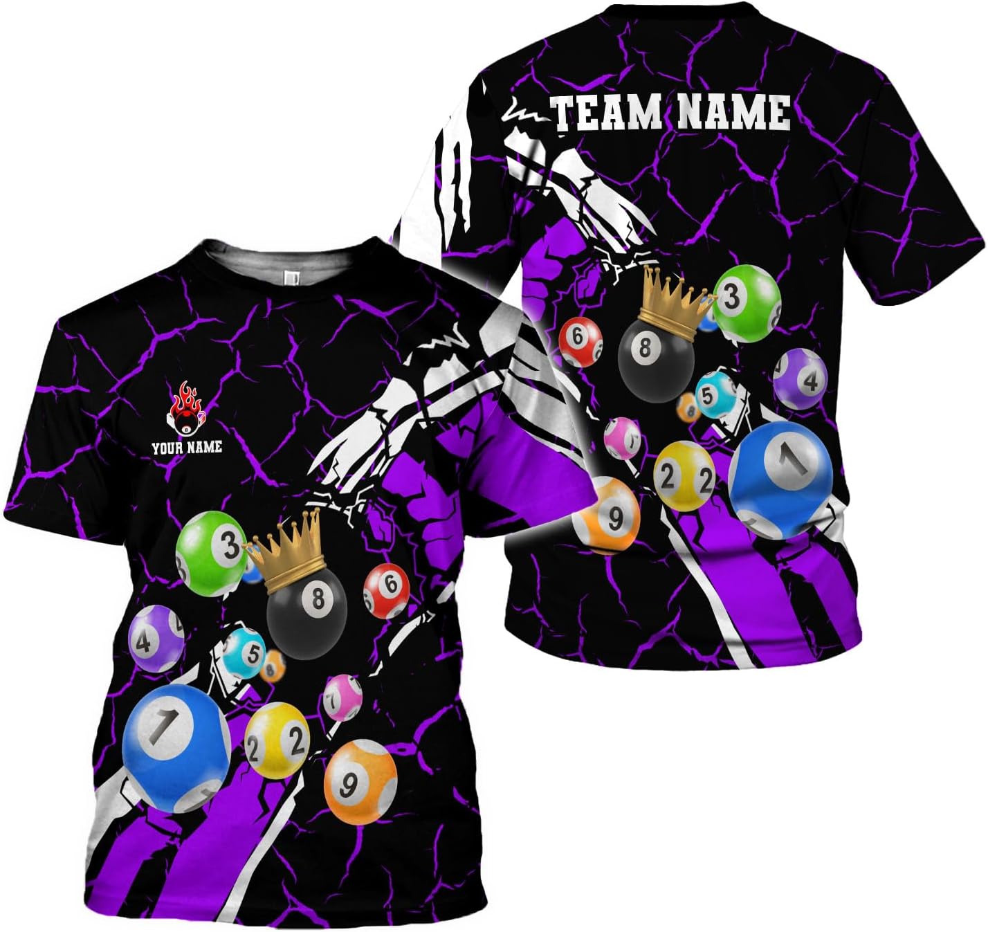 Ligthuy Personalized Name Billiard Shirts 3D, Billiards Shirt 8 Ball Billiard Shirt Custom Men's Pool Men Women1