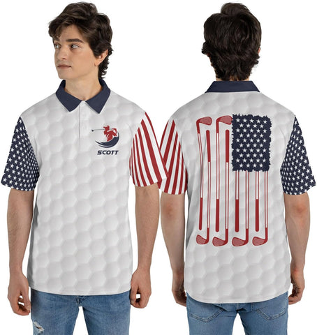 AOVL Personalized 3D Funny Golf Polo Shirt for Men Men's Golf Polo Shirts Custom Name and Team Name Golf Polo Gift for Dad