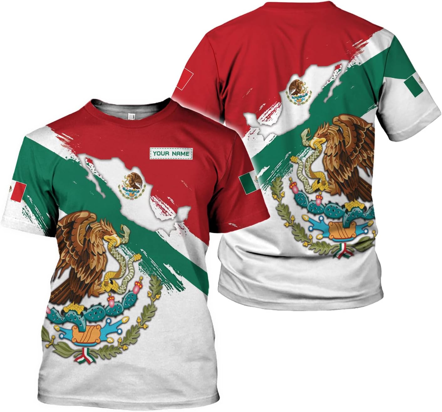 Personalized Name Mexican Shirts for Men, Customized Mexico Shirts for Men, Mexico Shirts for Women Mexico Shirt Eagle Flag