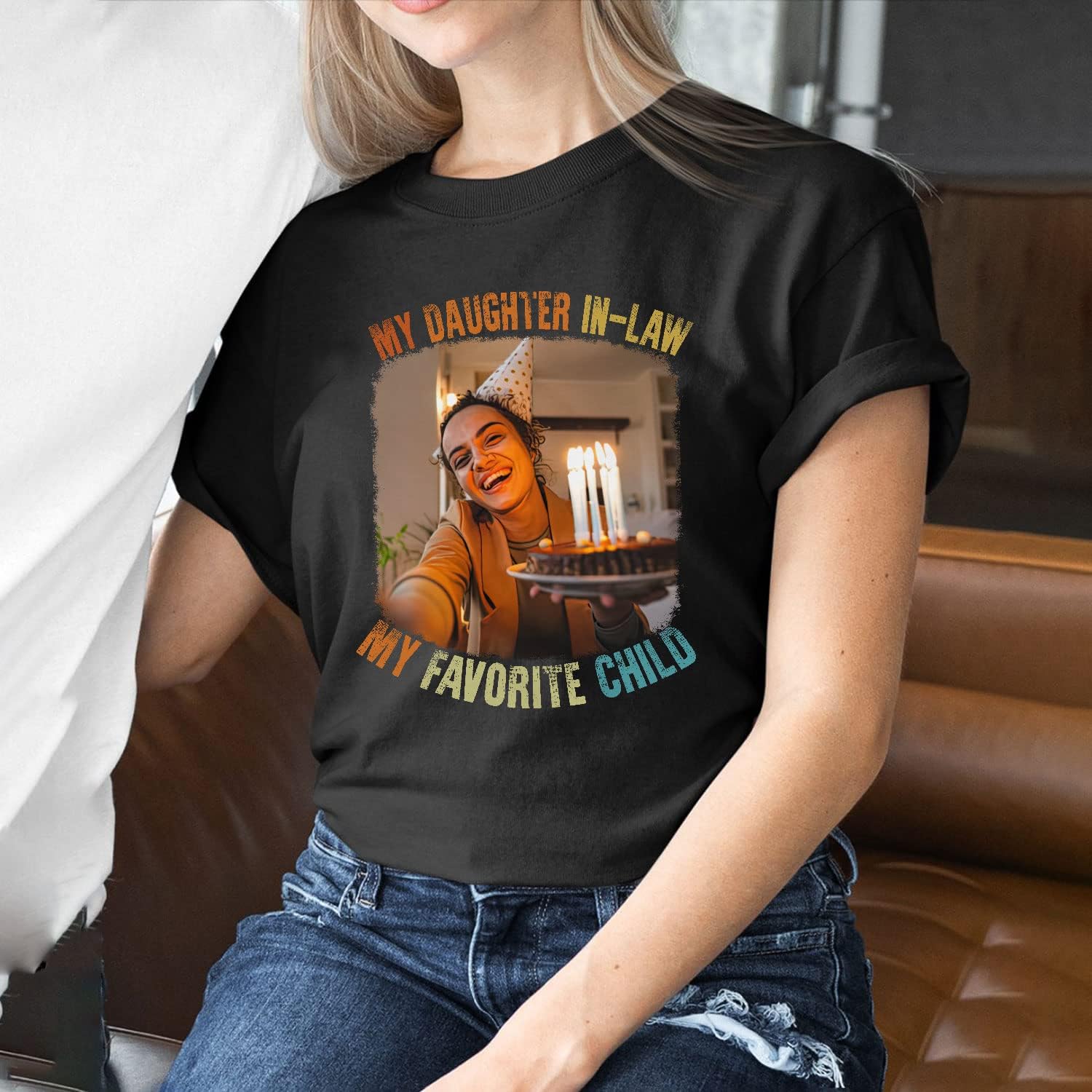HomeDesign Personalized My Daughter in Law is My Favorite Child Shirt, Daughter in Law Tshirt Favorite Child is My Daughter