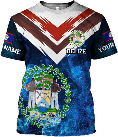 Personalized Belize Shirt for Men and Women, Coat of Arms of Belize Flag Flag Shirt, Belizean Country Flag Gift