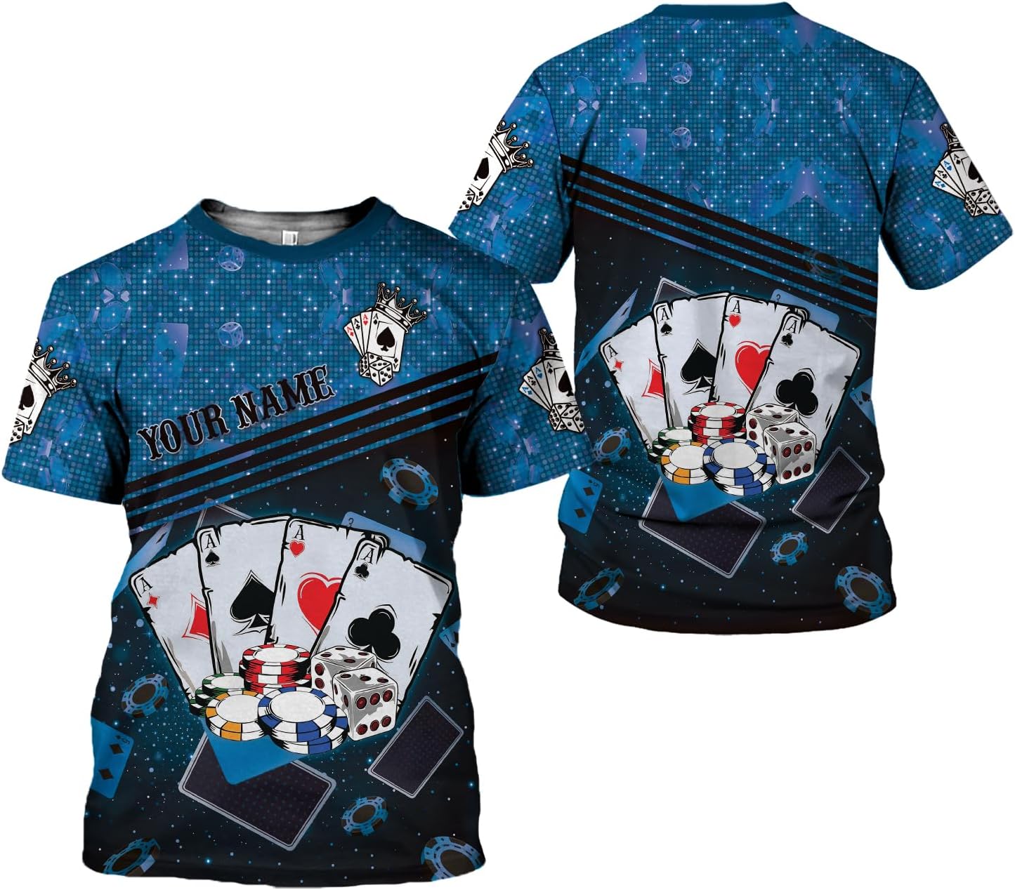 Personalized Poker Shirt, Poker Player Shirt, Funny Casino Poker Pattern 3D Over Print, Unisex Poker Tshirt Men Women