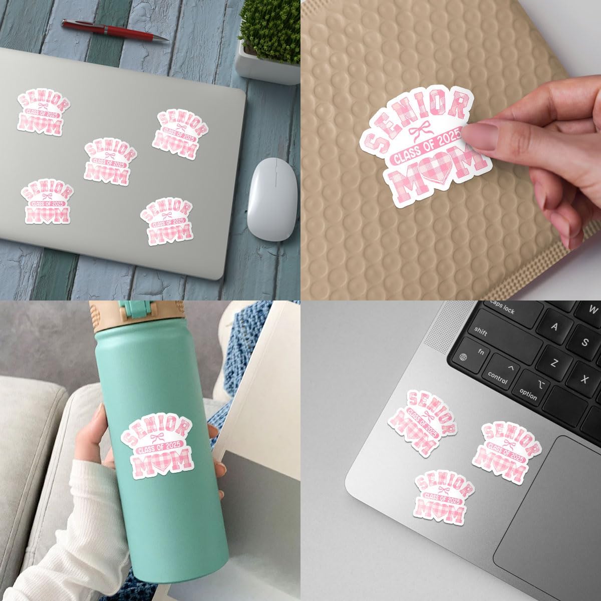 (3Pcs) Senior Mom Class of 2025 Sticker, Senior Mom Pink Ribbon Sticker, Grad Bumper Sticker Decal, Graduation Sticker, 2025 Senior Sticker - Sticker For Laptop Water Bottle Phone Car Window Helmet 3"